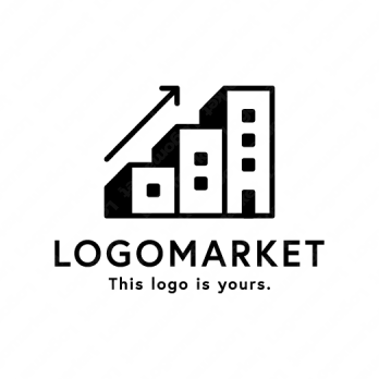 ビルとグラフと上昇のロゴ