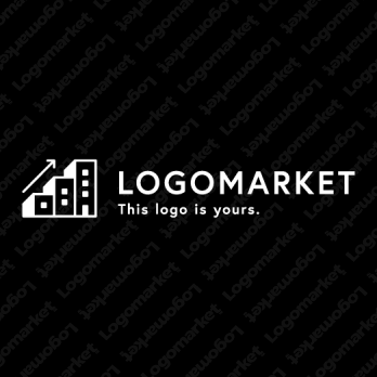 ビルとグラフと上昇のロゴ