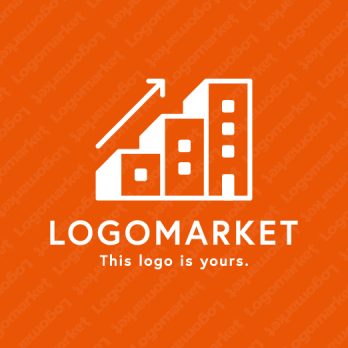 ビルとグラフと上昇のロゴ