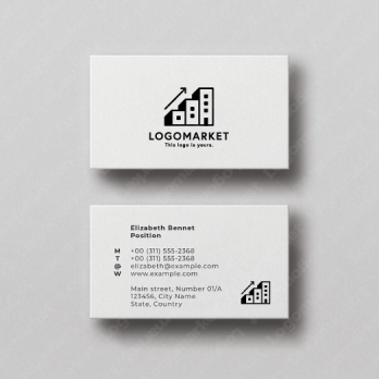 ビルとグラフと上昇のロゴ