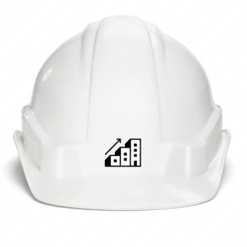 ビルとグラフと上昇のロゴ