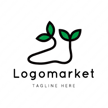 足と靴と双葉のロゴ