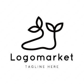 足と靴と双葉のロゴ