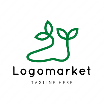 足と靴と双葉のロゴ