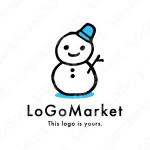 雪だるまと冬と笑顔のロゴ