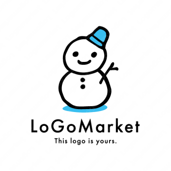 雪だるまと冬と笑顔のロゴ