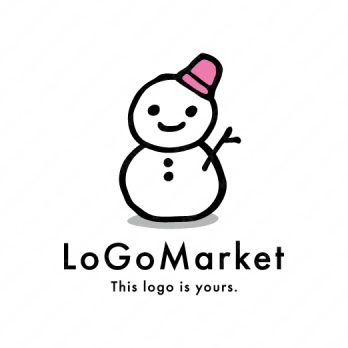 雪だるまと冬と笑顔のロゴ