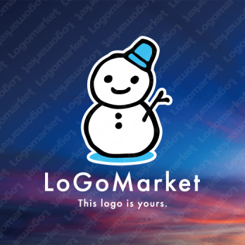 雪だるまと冬と笑顔のロゴ