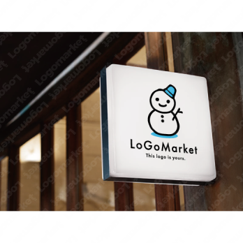 雪だるまと冬と笑顔のロゴ