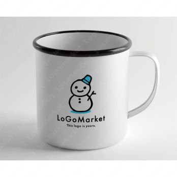 雪だるまと冬と笑顔のロゴ