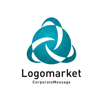 球体と風と流線型のロゴ