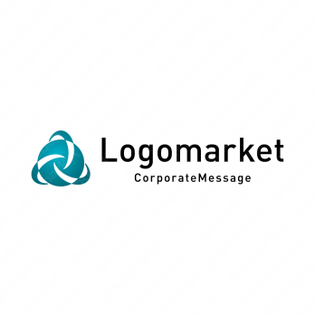 球体と風と流線型のロゴ