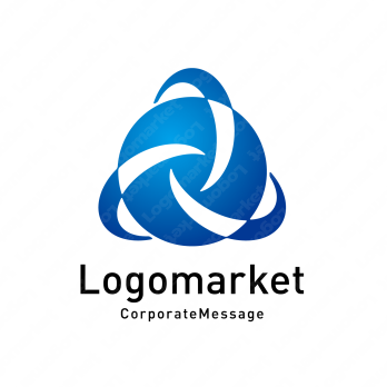 球体と風と流線型のロゴ