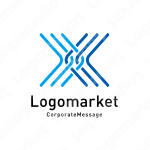 Xとラインと編み込みのロゴ