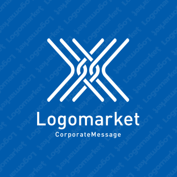 Xとラインと編み込みのロゴ