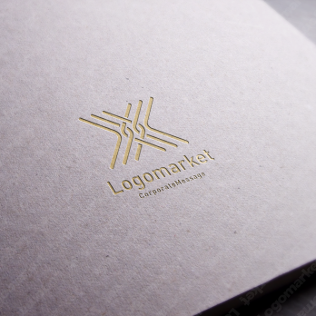 Xとラインと編み込みのロゴ