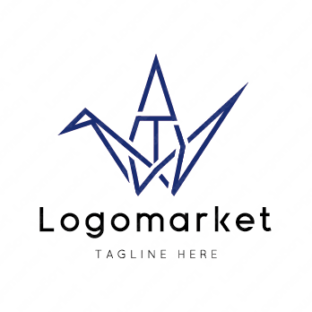 Tと鶴と折り鶴のロゴ