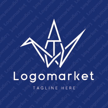 Tと鶴と折り鶴のロゴ