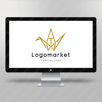 Tと鶴と折り鶴のロゴ