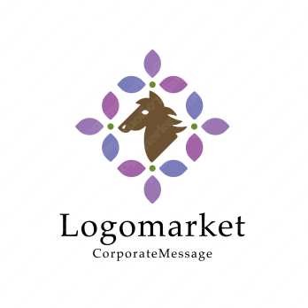 馬とライラックと馬主のロゴ