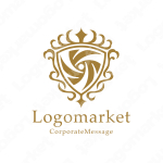 エンブレムと放射状と光のロゴ