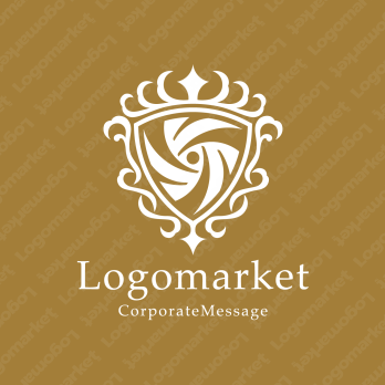 エンブレムと放射状と光のロゴ