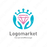 ダイヤモンドと王冠と手のロゴ