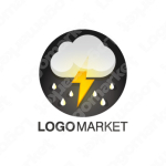 雷と稲妻と電気のロゴ