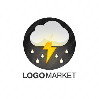 雷と稲妻と電気のロゴ