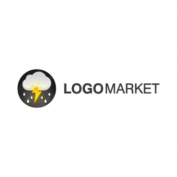 雷と稲妻と電気のロゴ