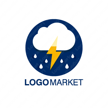 雷と稲妻と電気のロゴ