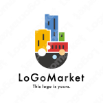 ビルと都市と都会のロゴ