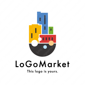 ビルと都市と都会のロゴ