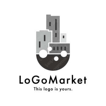 ビルと都市と都会のロゴ