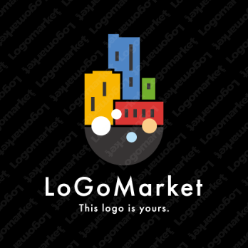 ビルと都市と都会のロゴ