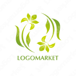 花と自然と輪のロゴ