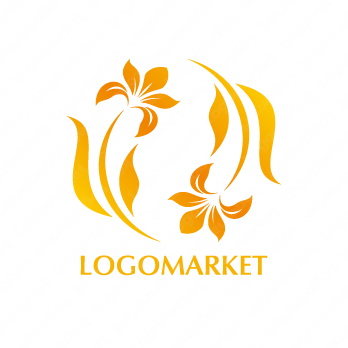 花と自然と輪のロゴ