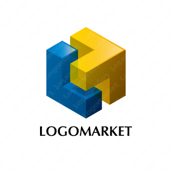 矢印と上昇と箱のロゴ