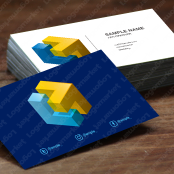 矢印と上昇と箱のロゴ