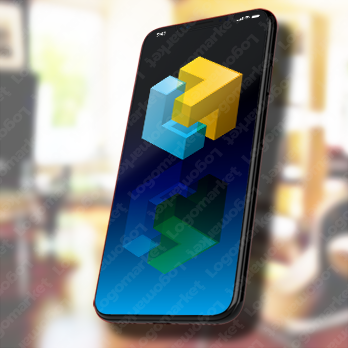 矢印と上昇と箱のロゴ