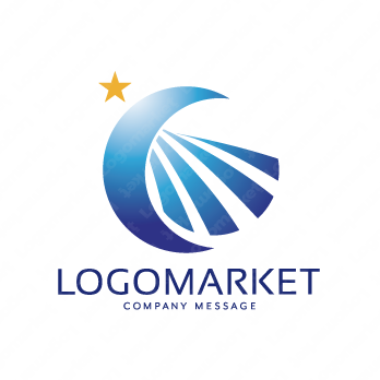 月と輝きと星のロゴ