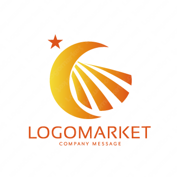 月と輝きと星のロゴ