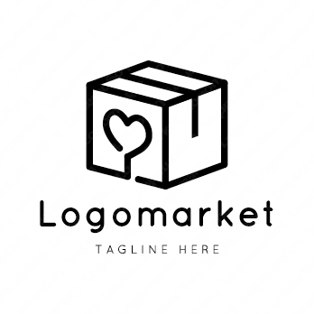 ダンボールと箱とハートのロゴ