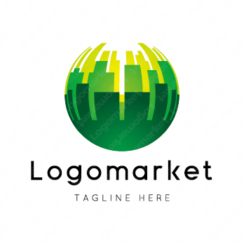街と都市と球体のロゴ