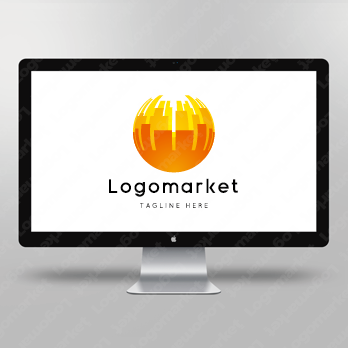 街と都市と球体のロゴ