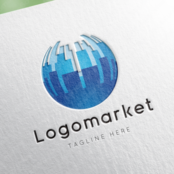 街と都市と球体のロゴ