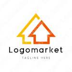 家と矢印と上昇のロゴ