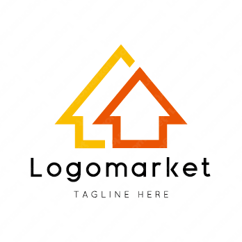 家と矢印と上昇のロゴ