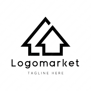 家と矢印と上昇のロゴ