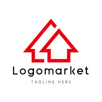 家と矢印と上昇のロゴ